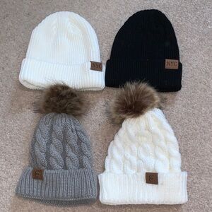 Cozy Knit Pom-Pom Beanie Set